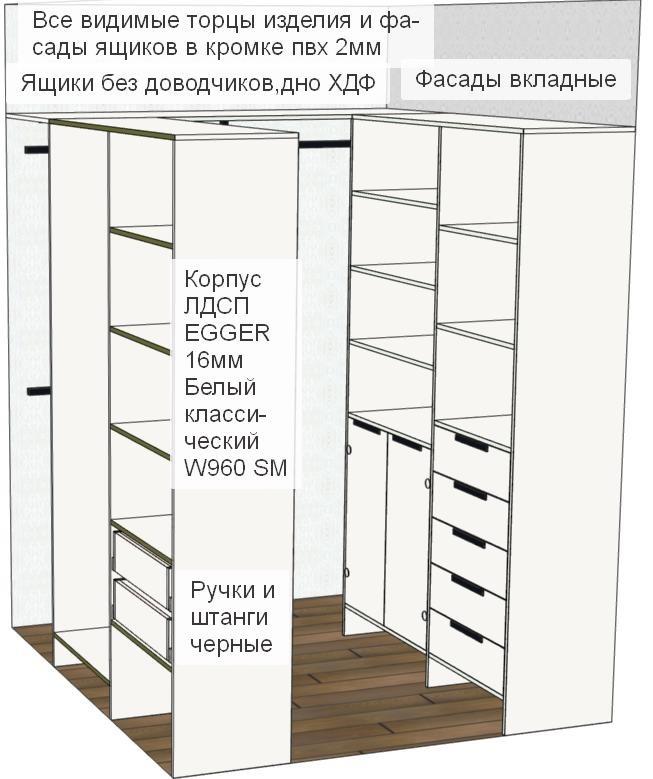 Купить маленькую гардеробную на заказ в Москве